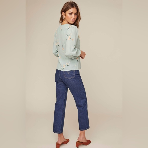 Astr Long Sleeve Blouse Women's Sage Multi Floral Side Button Blouse - Picture 2 of 16